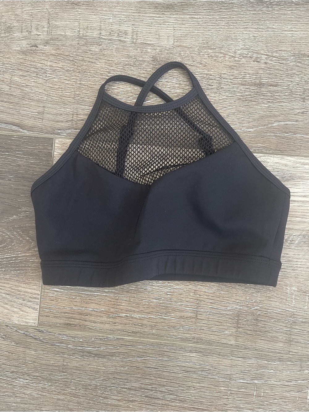 Noli High-Neck Black Mesh Sports Bra with Crossback Straps EUC size S